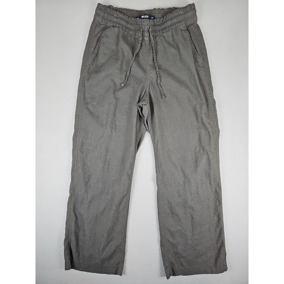 Hollister Pants Women's Medium Gray Linen Viscose Adjustable-Rise Pull-On Baggy - Picture 1 of 8